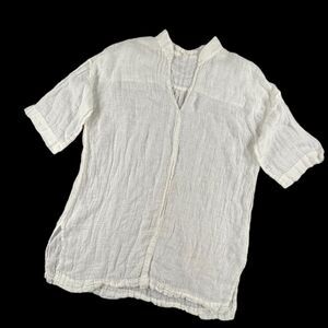 Eileen Fisher Organic Linen White Swim Cover Up Tunic Beach Resort Lagenlook XL